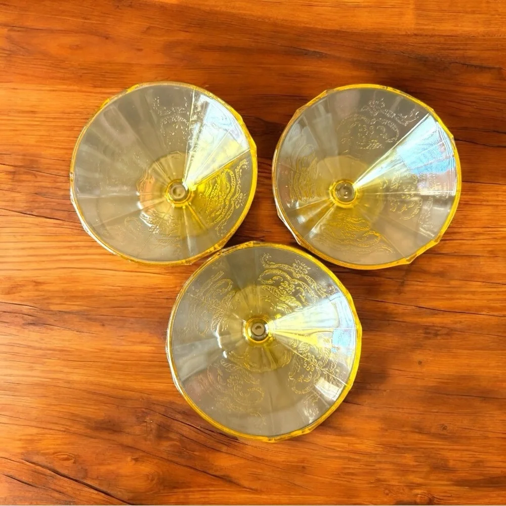 1930s Vintage Federal Glass Madrid Amber Depression Glass Sherbet Cups Set of 3